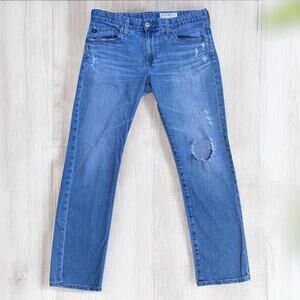 AG Anthropologie Jeans Sz 29R Nolan Ankle Boyfriend Relaxed Straight Distressed